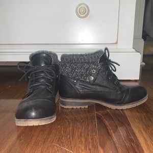 Black combat booties
